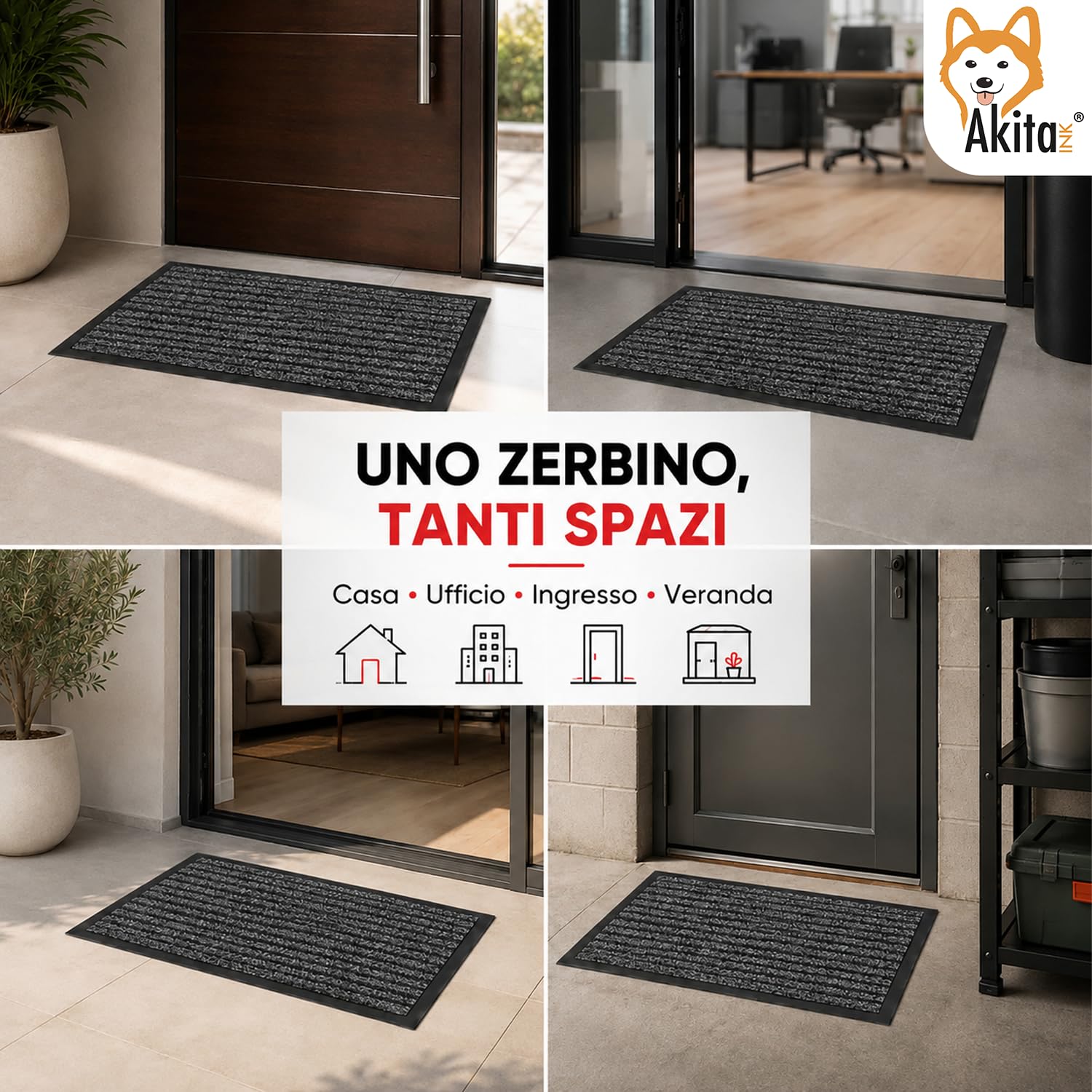 Akitaink Drive Zerbino 40x60 cm Grigio 5 mm Ingresso