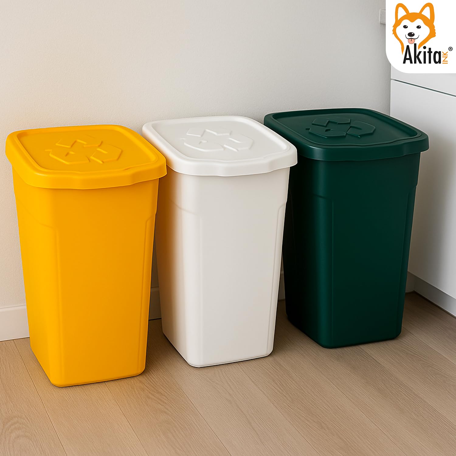 Akitaink Akipatu2 set 3 pattumiere 50L differenziata