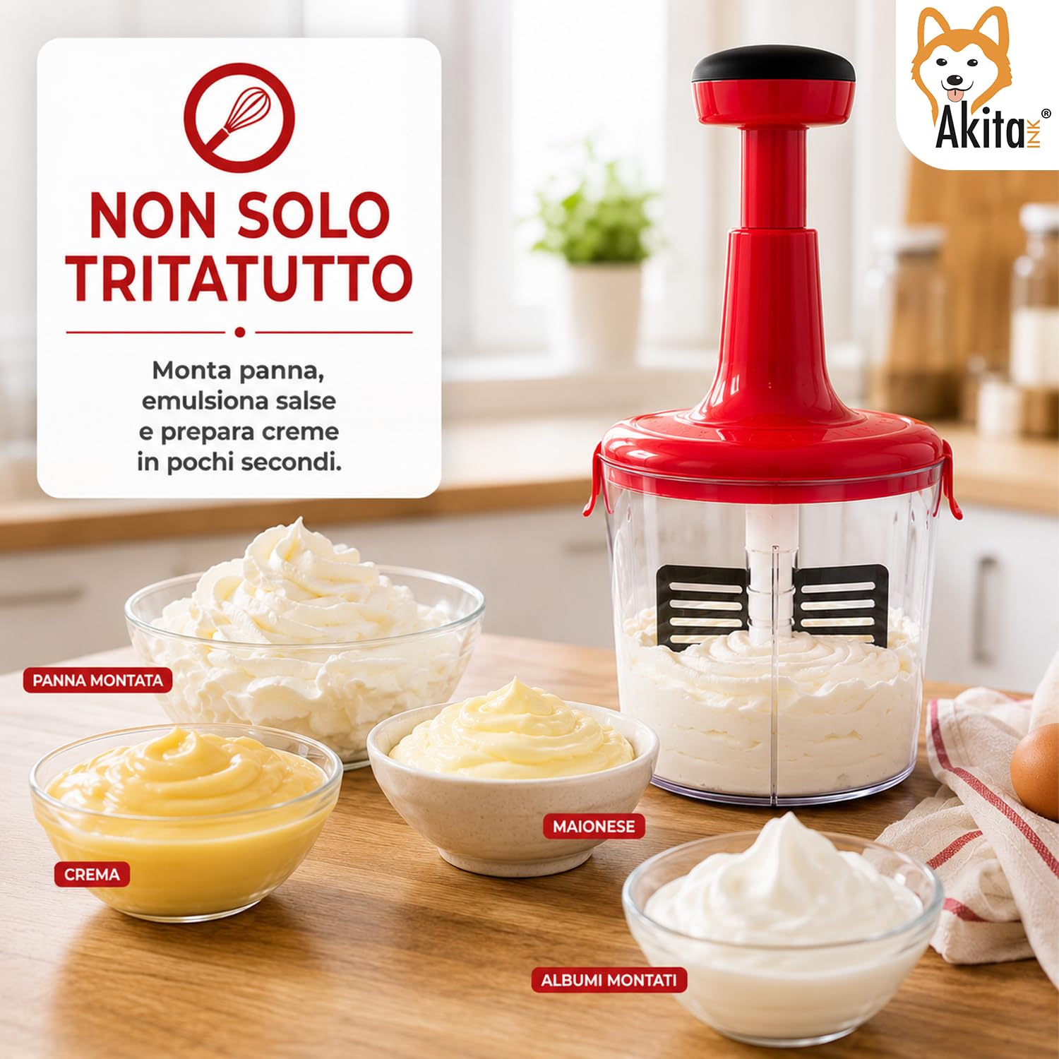 Akitaink Samurai Tritì Plus Tritatutto Manuale 5 Lame 3 Contenitori