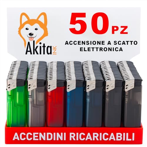 Akitaink accendini elettronici trasparenti box 50 pz