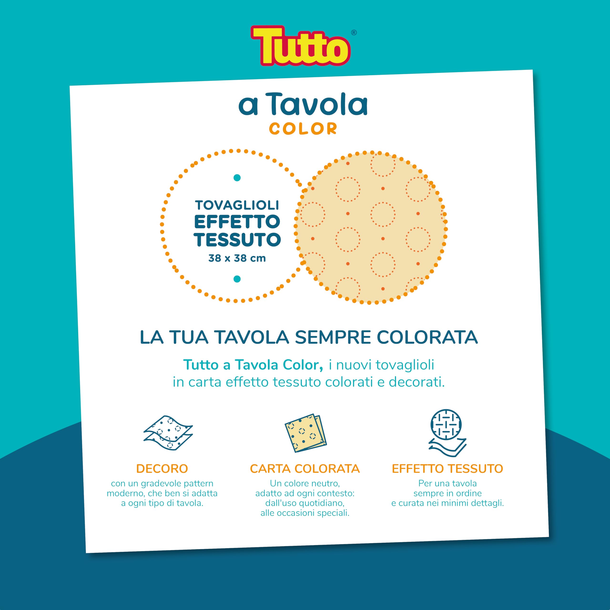 Tutto a Tavola Color tovaglioli 720 pz 38x38 cm 2 veli