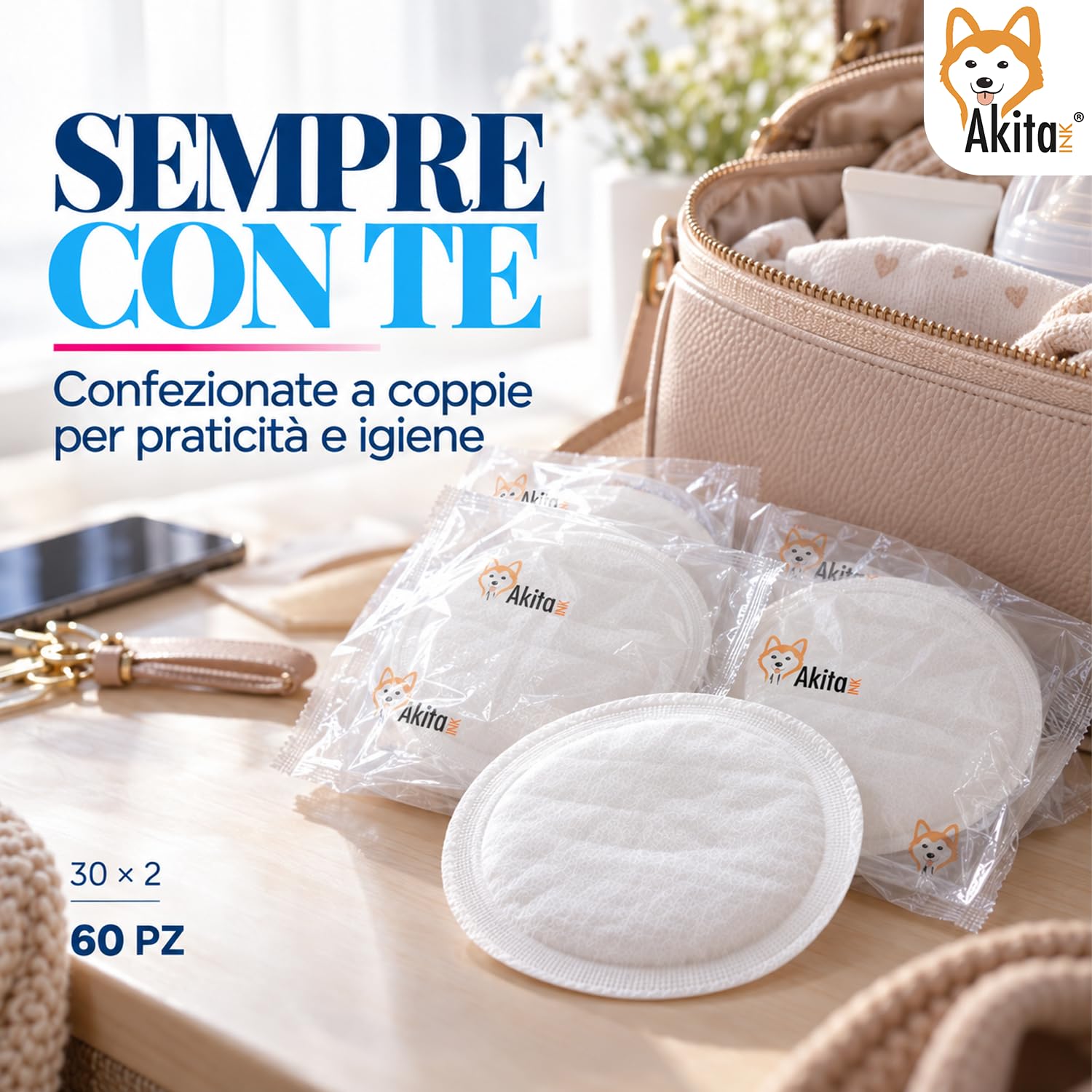 Akitaink coppette assorbilatte 120 pezzi assorbenti