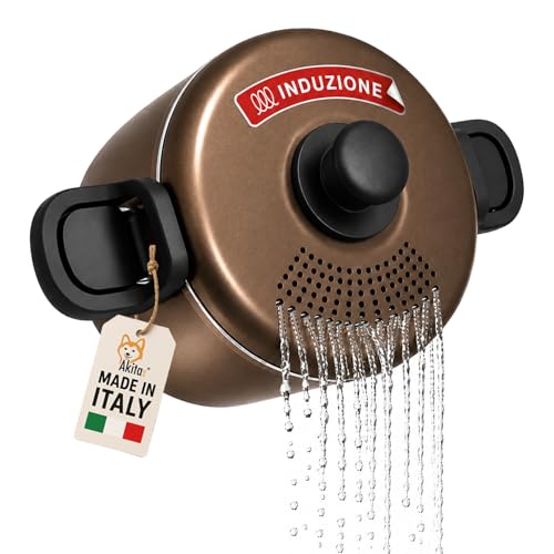 Akitaink Scolì 22 cm Pentola Scolapasta 5,7 L Antiaderente