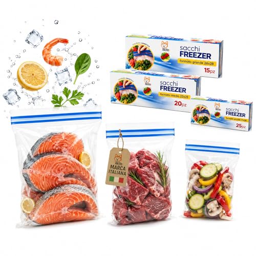 Akitaink sacchetti freezer zip 60 pezzi 3 misure