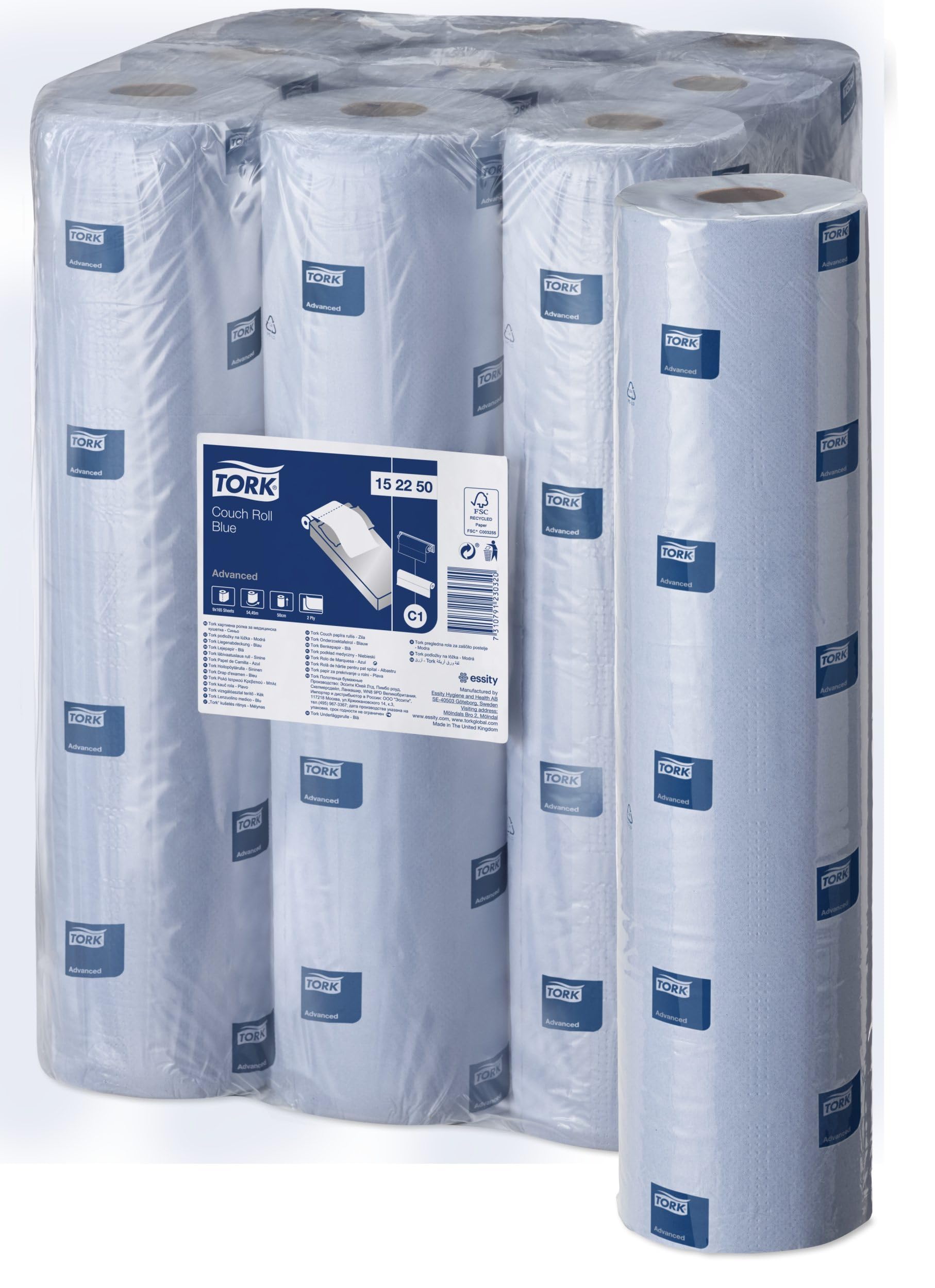 Tork Avanzato rotolo lettino C1 2 veli 54 m blu 9 rotoli