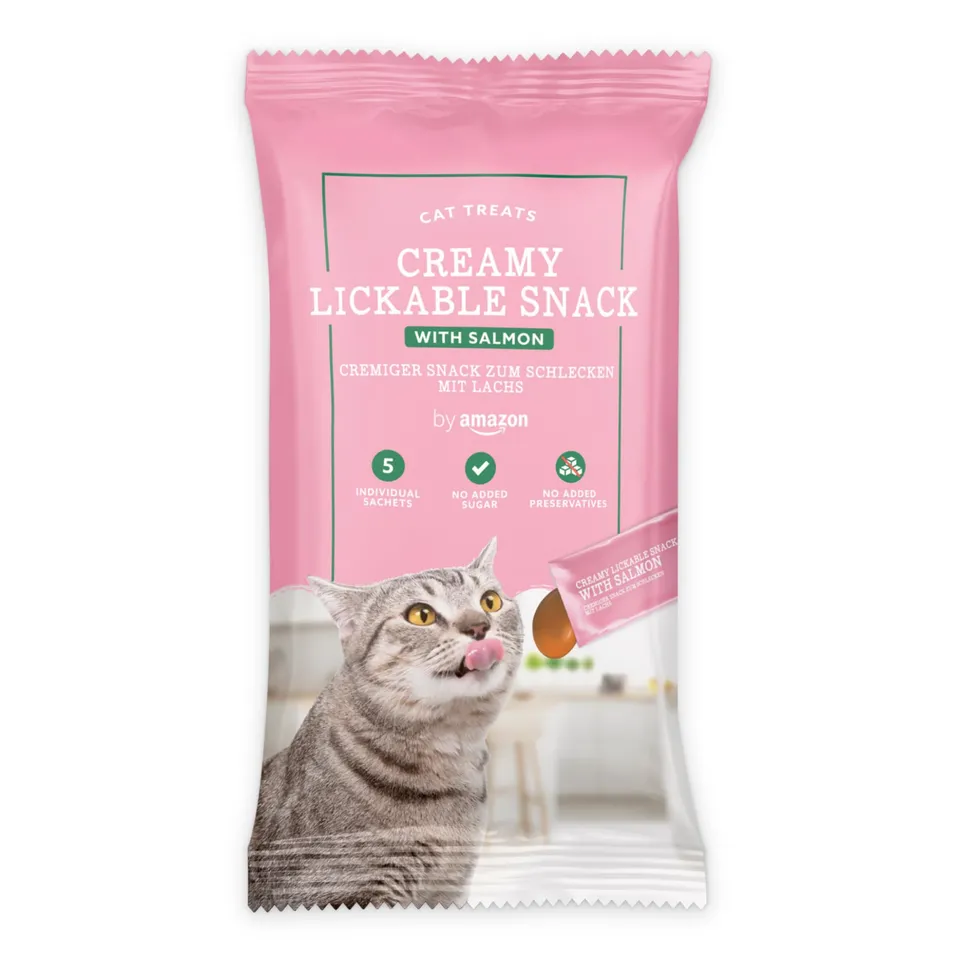 by Amazon Snack leccabile gatti salmone 5x15g cremoso