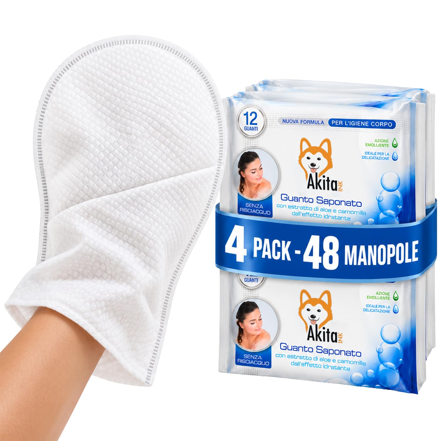 Akitaink Guanti Saponati Aloe e Camomilla 24 pezzi