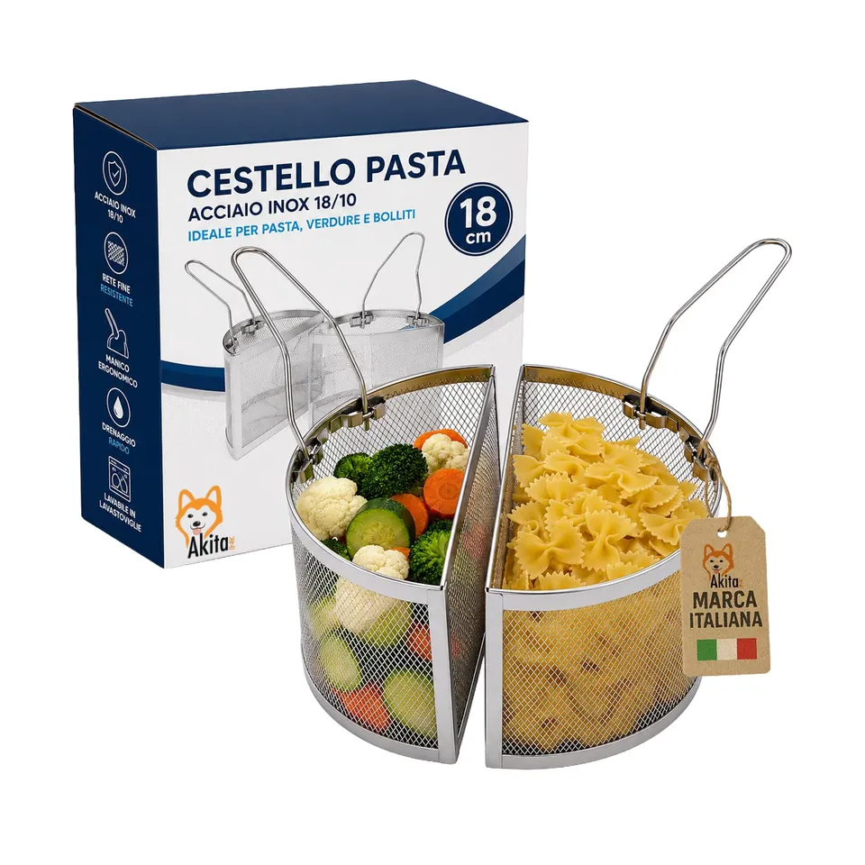 Akitaink cestelli cuocipasta inox 18 cm set 2 pezzi divisori