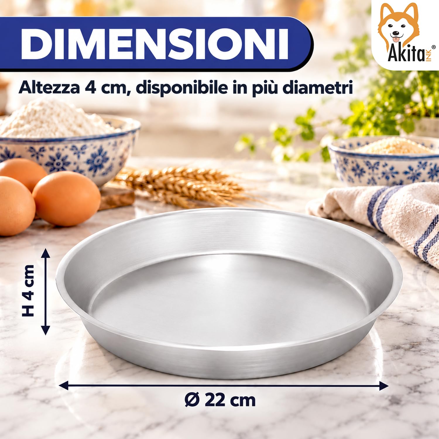 Akitaink Tortiera Conica Bassa H 4 cm 22 cm 2 pezzi