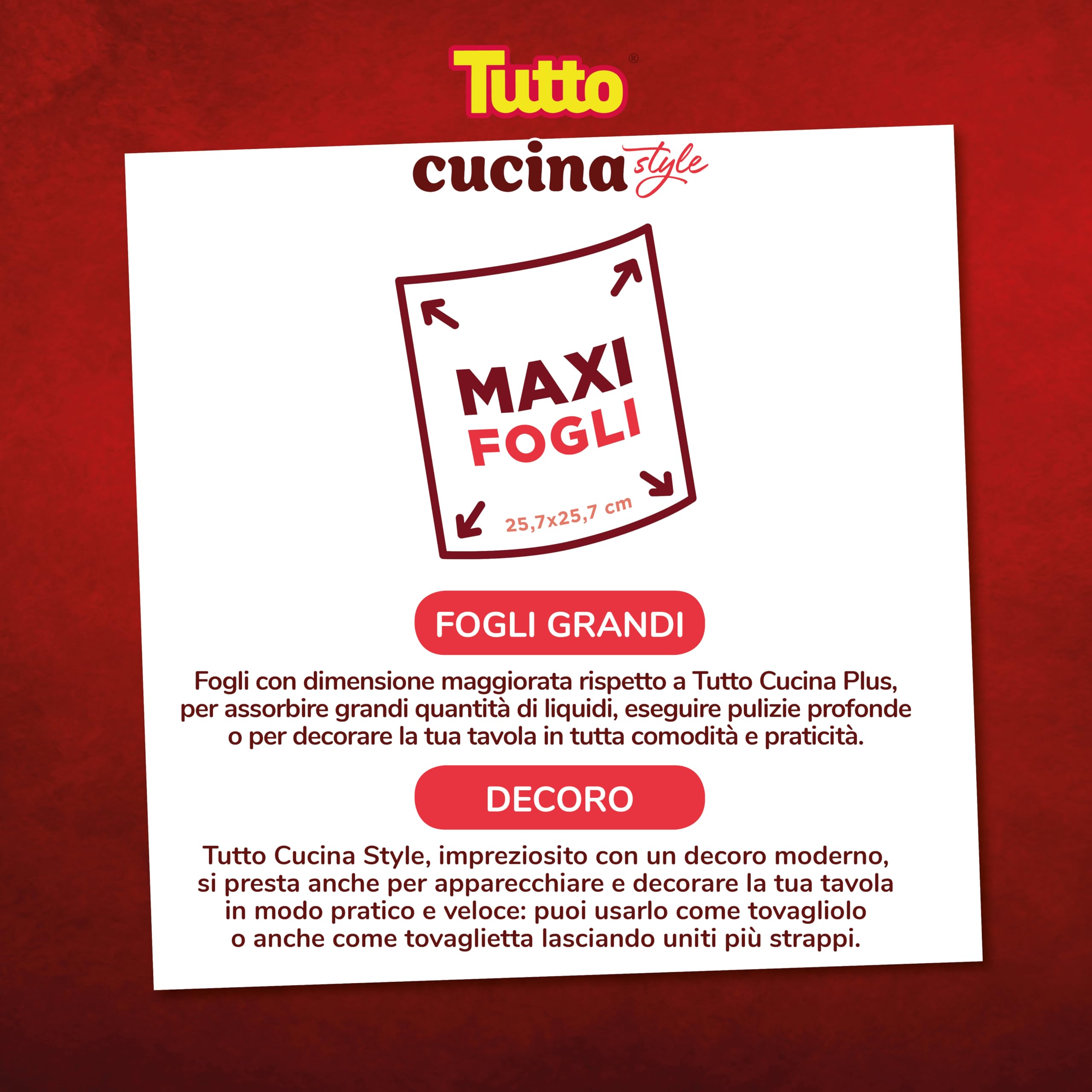 Tutto Cucina Style asciugatutto 18 rotoli maxi fogli assorbente
