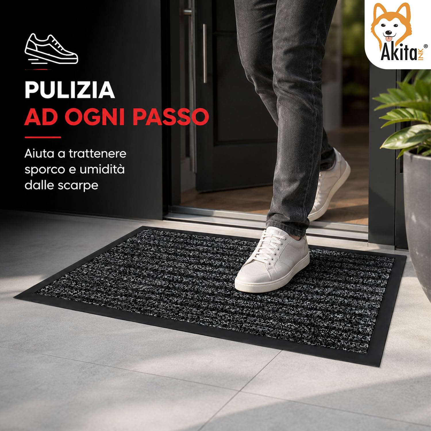 Akitaink Drive Zerbino 40x60 cm Grigio 5 mm Ingresso
