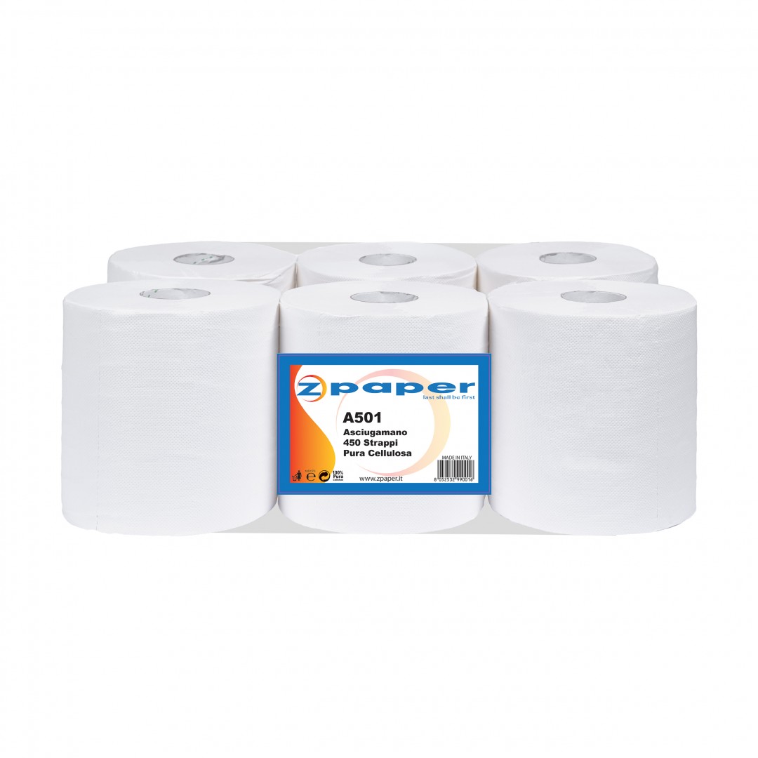 Zpaper A501 asciugamani 6 rotoli 450 strappi 2 veli