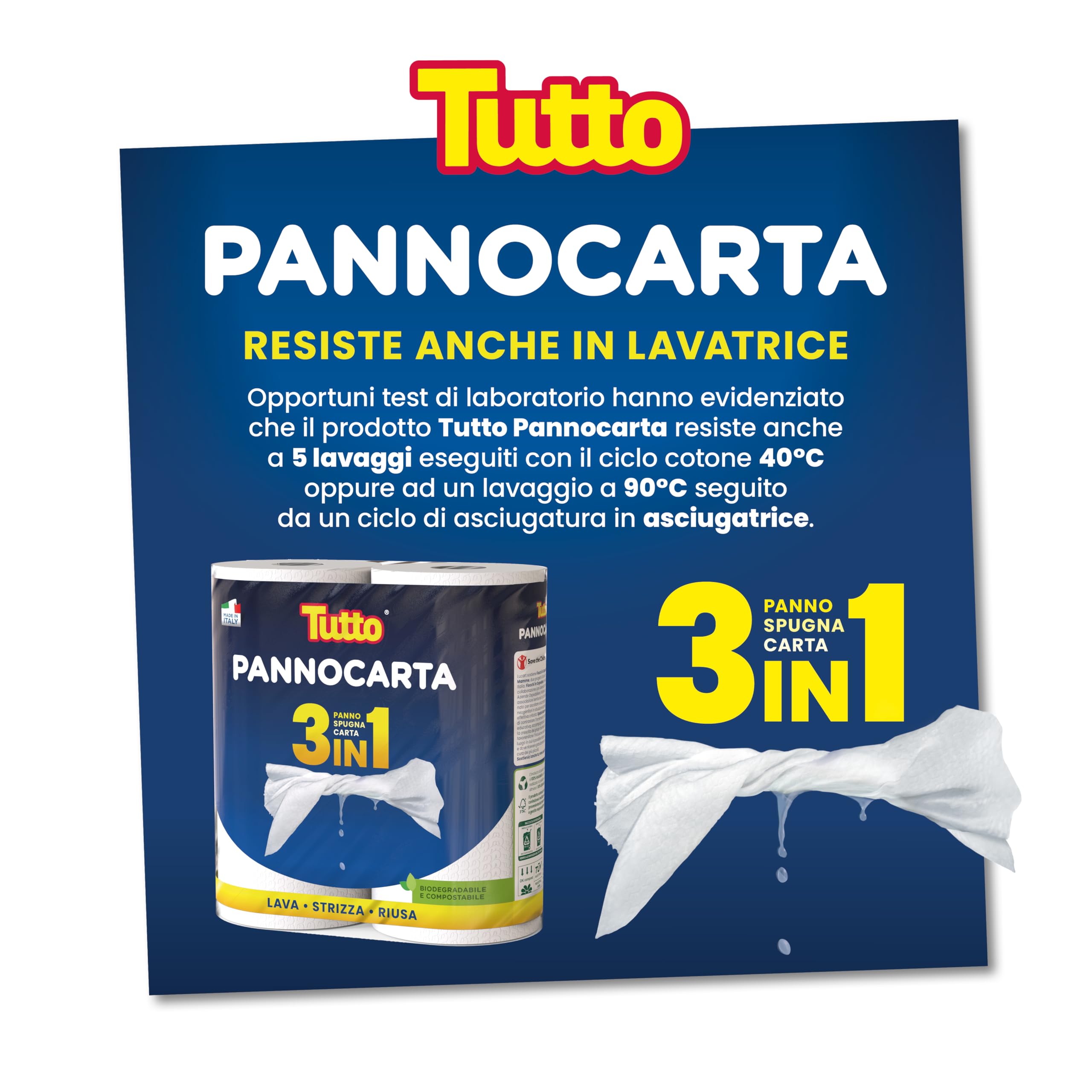 Tutto Pannocarta 3 in 1 carta multiuso 20 rotoli assorbente