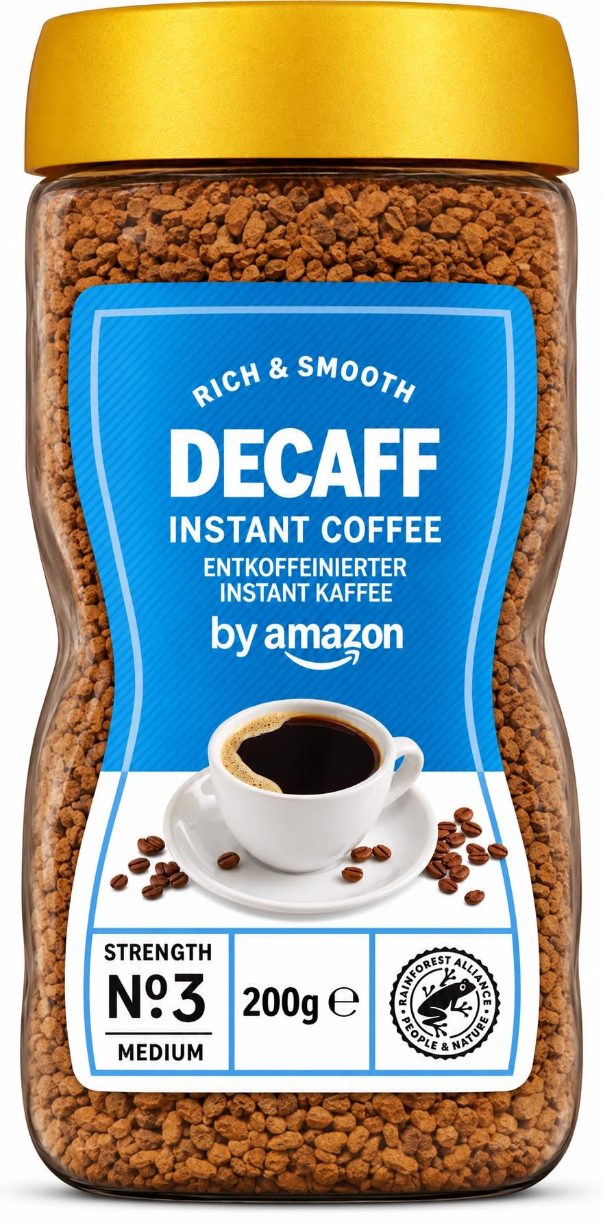 by Amazon Gold Caffè Solubile Decaffeinato 200 g Intensità 3
