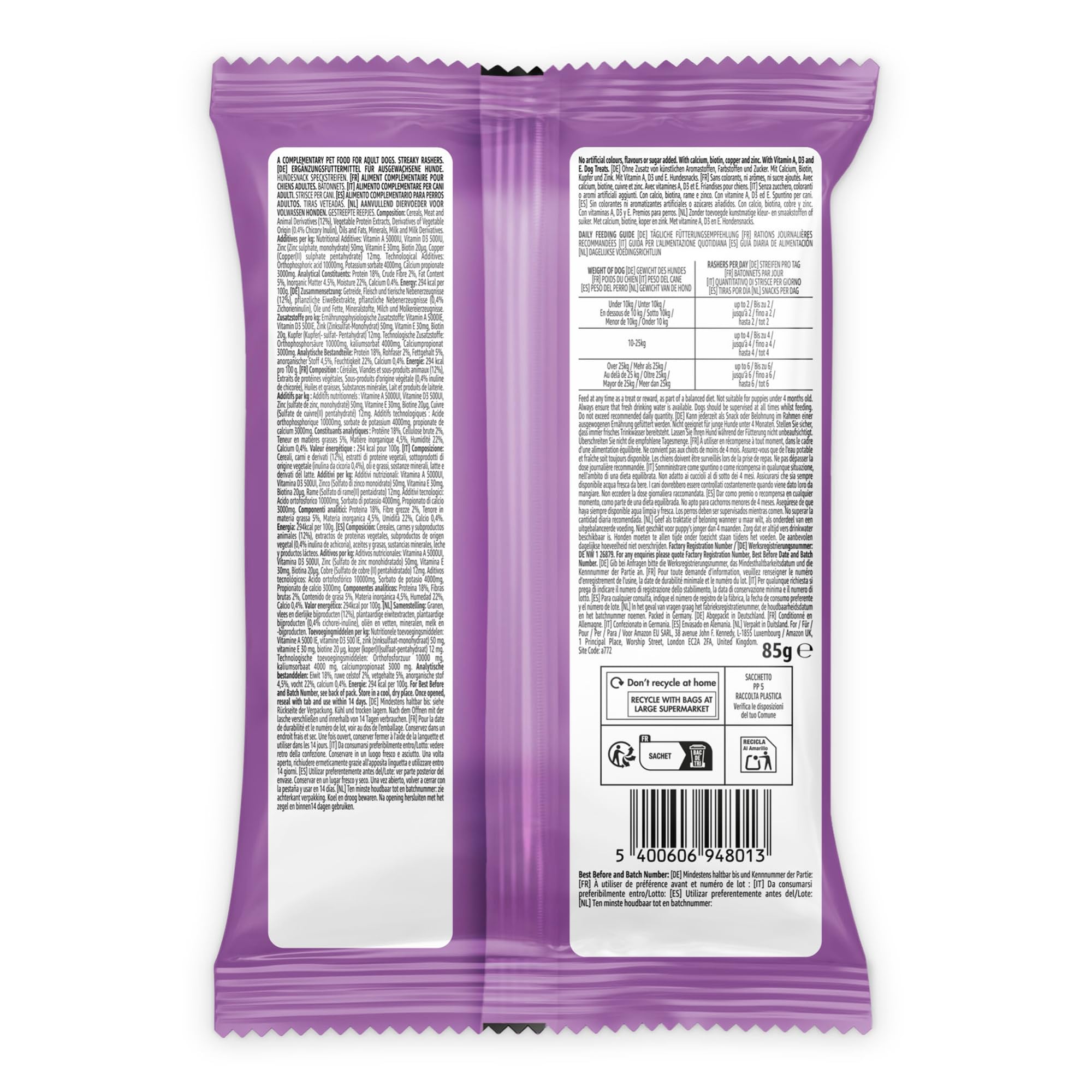 by Amazon Streaky Rashers snack cani 85 g pancetta