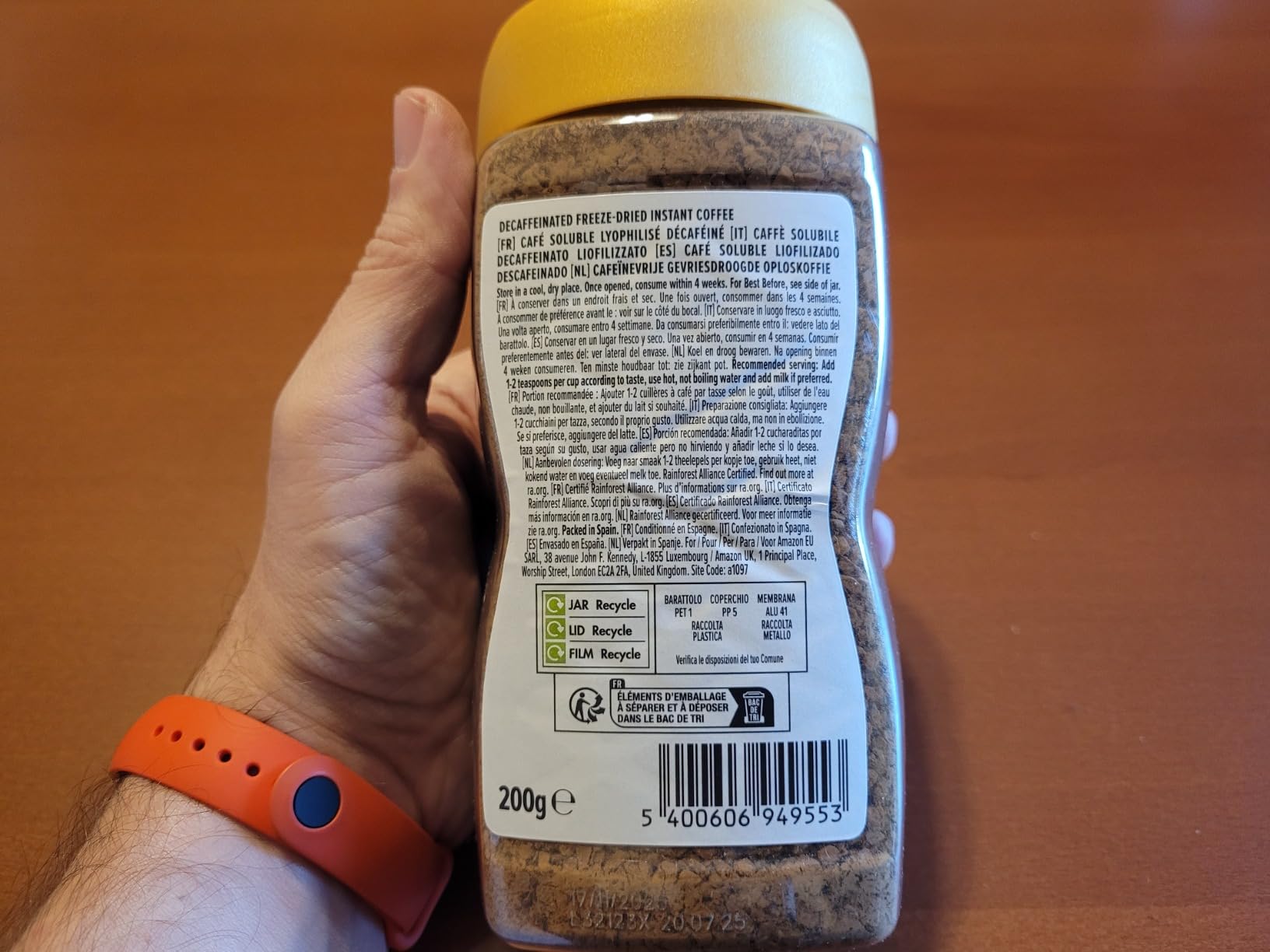 by Amazon Gold Caffè Solubile Decaffeinato 200 g Intensità 3