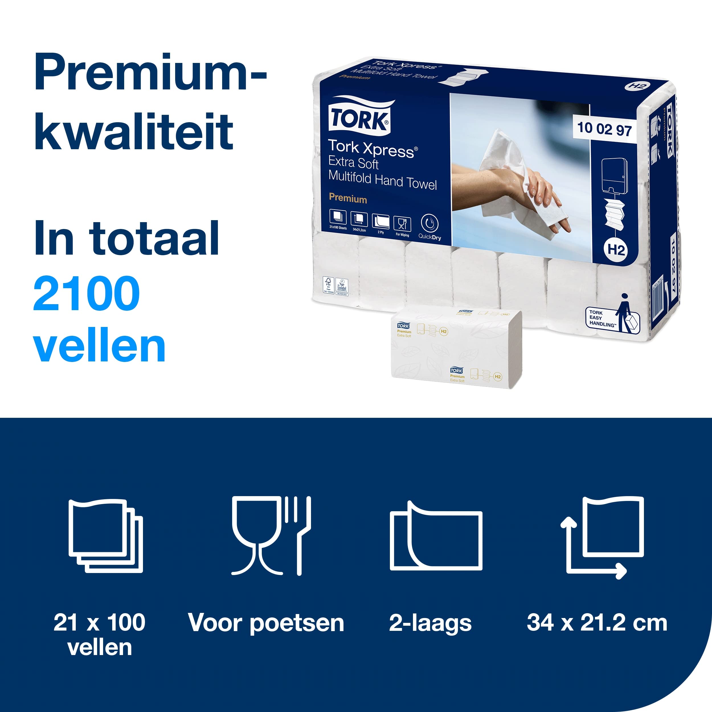 Tork 100297 Xpress Asciugamani Intercalati 21 x 100 extra soft