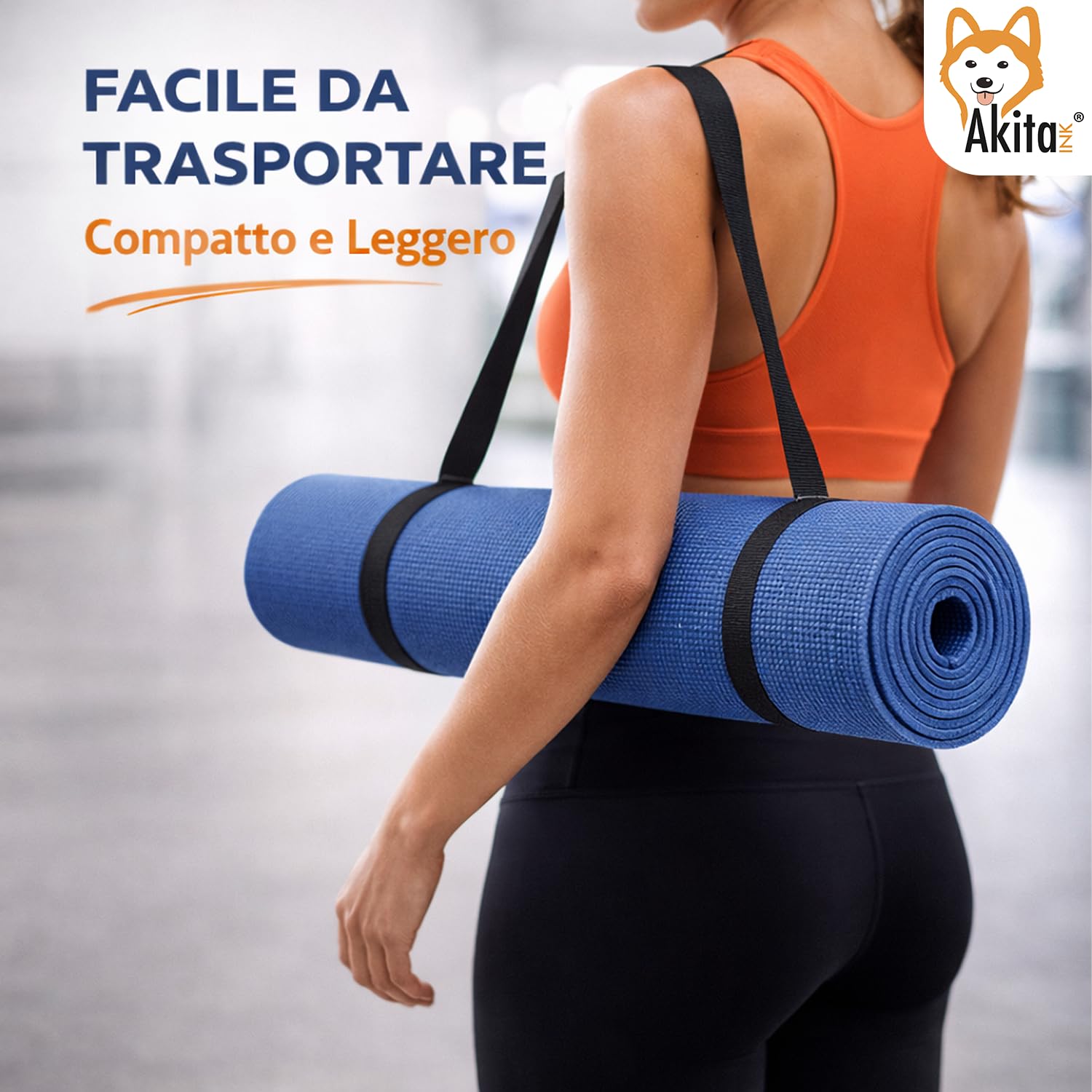 Akitaink tappetino yoga antiscivolo 175x60 cm 4 mm