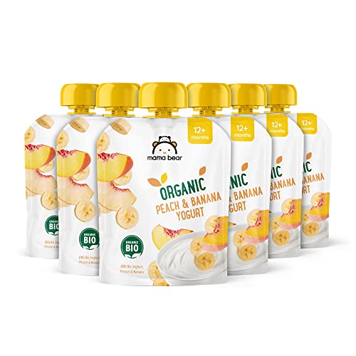 Mama Bear yogurt bio pesca banana 6 pouch x 90 g vegetariano