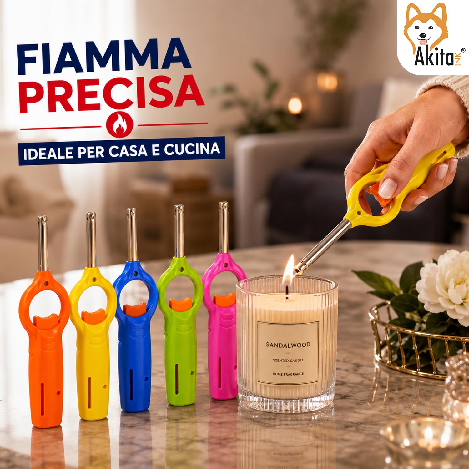 Akitaink Accendigas Ricaricabili accendini cucina set 5 pezzi