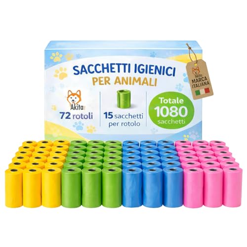 Akitaink sacchetti cane 1080 pezzi 31x22 cm antistrappo