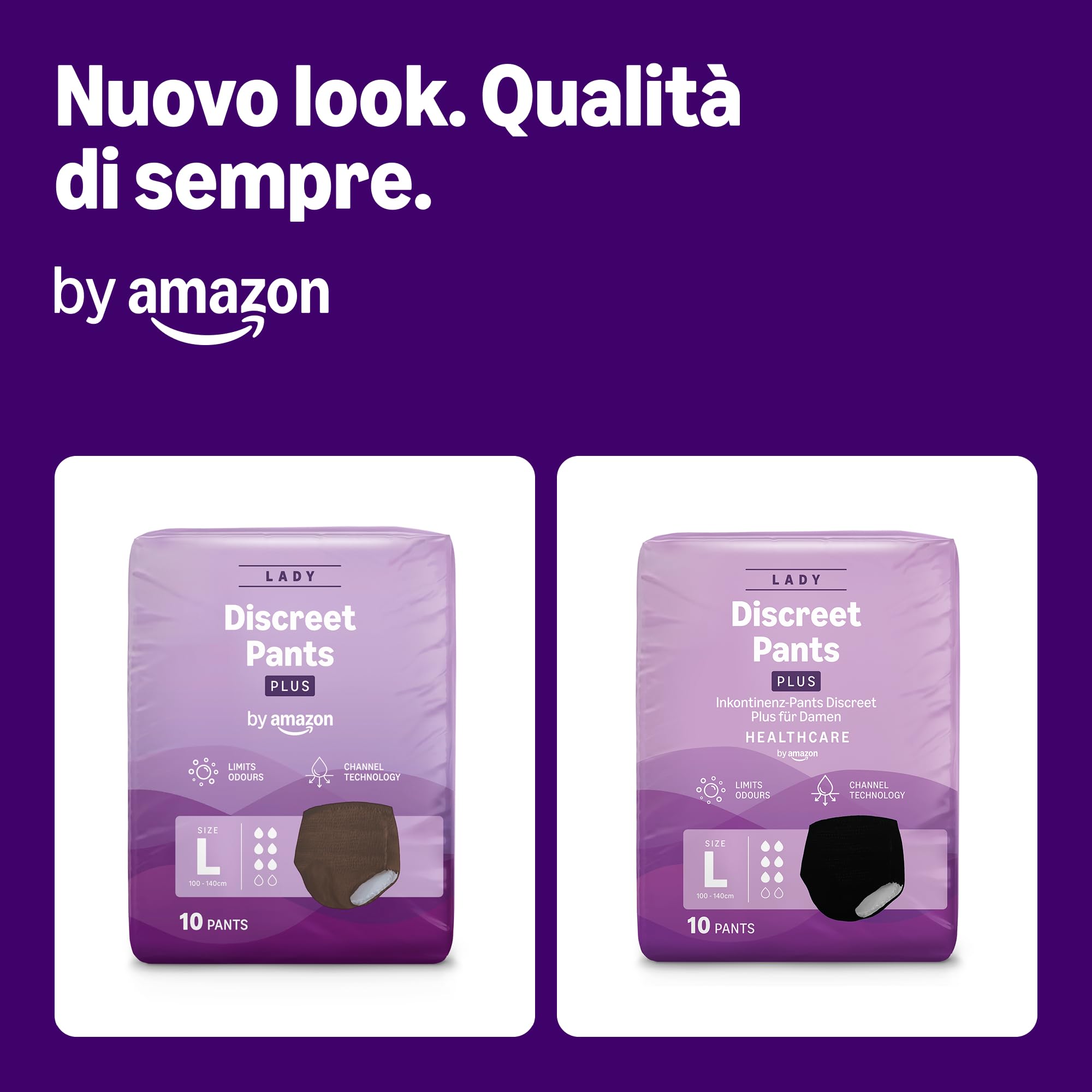 by Amazon Slip Assorbenti Plus Large Donna 40 Pezzi Neri