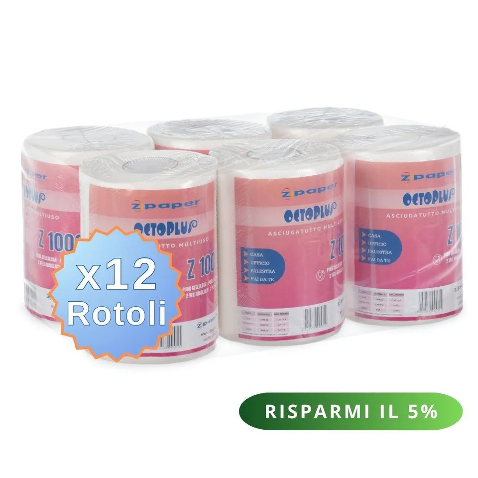 Zpaper Octoplus Z1000 asciugatutto pura cellulosa 12 rotoli