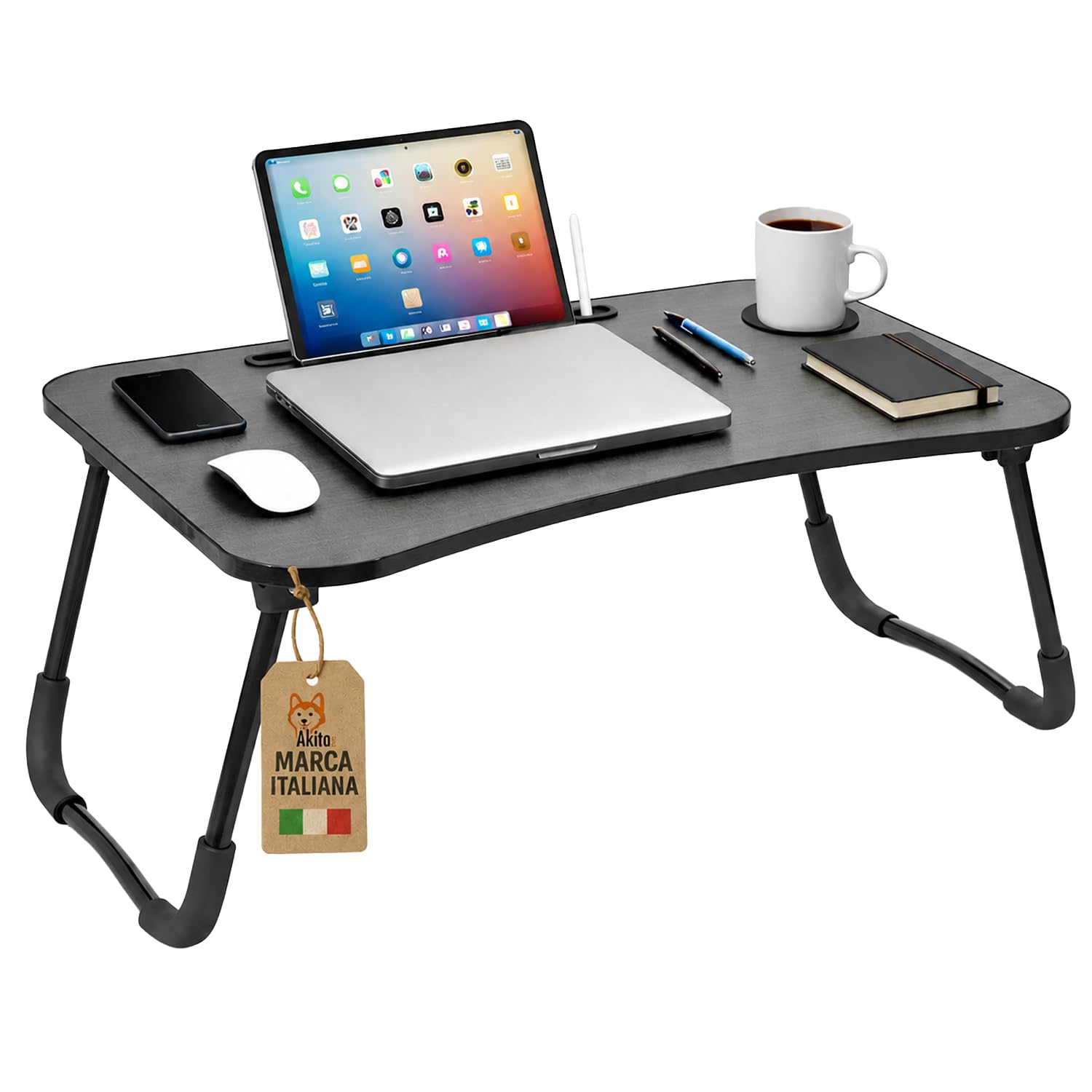 Akitaink tavolino pieghevole laptop nero 60x40x26 cm