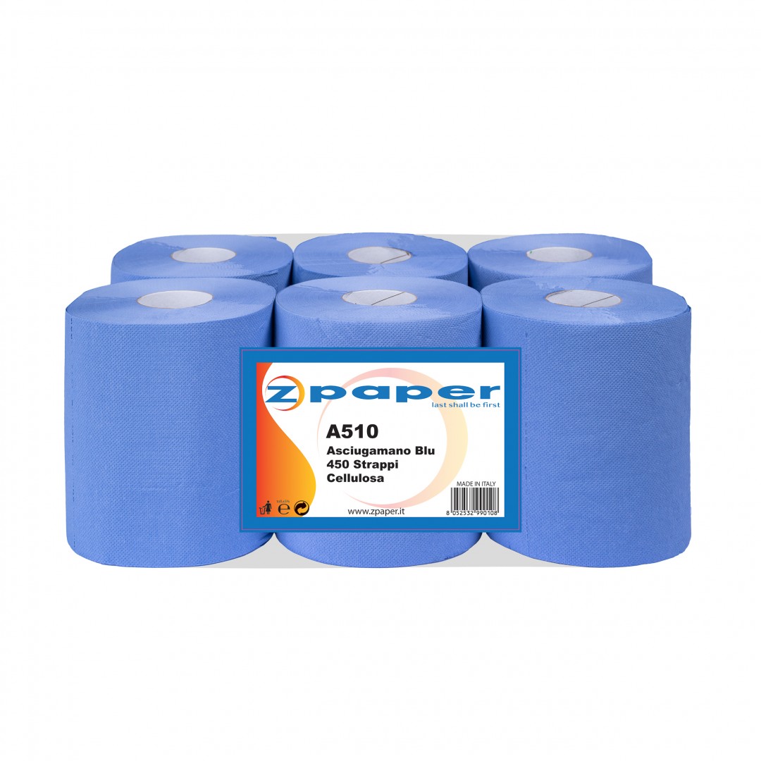 Zpaper A510 carta asciugamani blu 6 rotoli 450 strappi