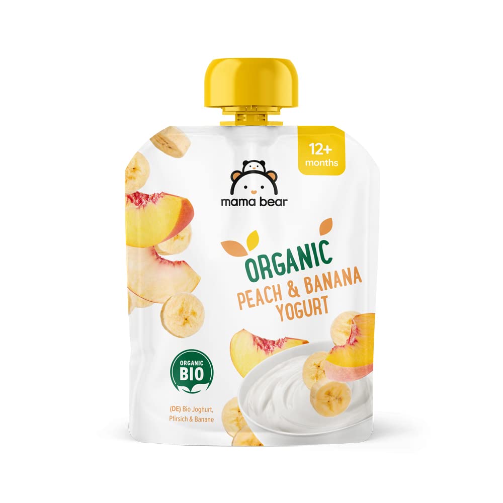 Mama Bear yogurt bio pesca banana 6 pouch x 90 g vegetariano