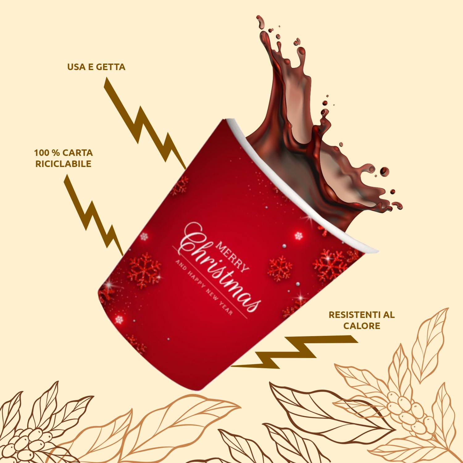 Akitaink bicchieri caffè carta 75 ml 1000 pz invernali