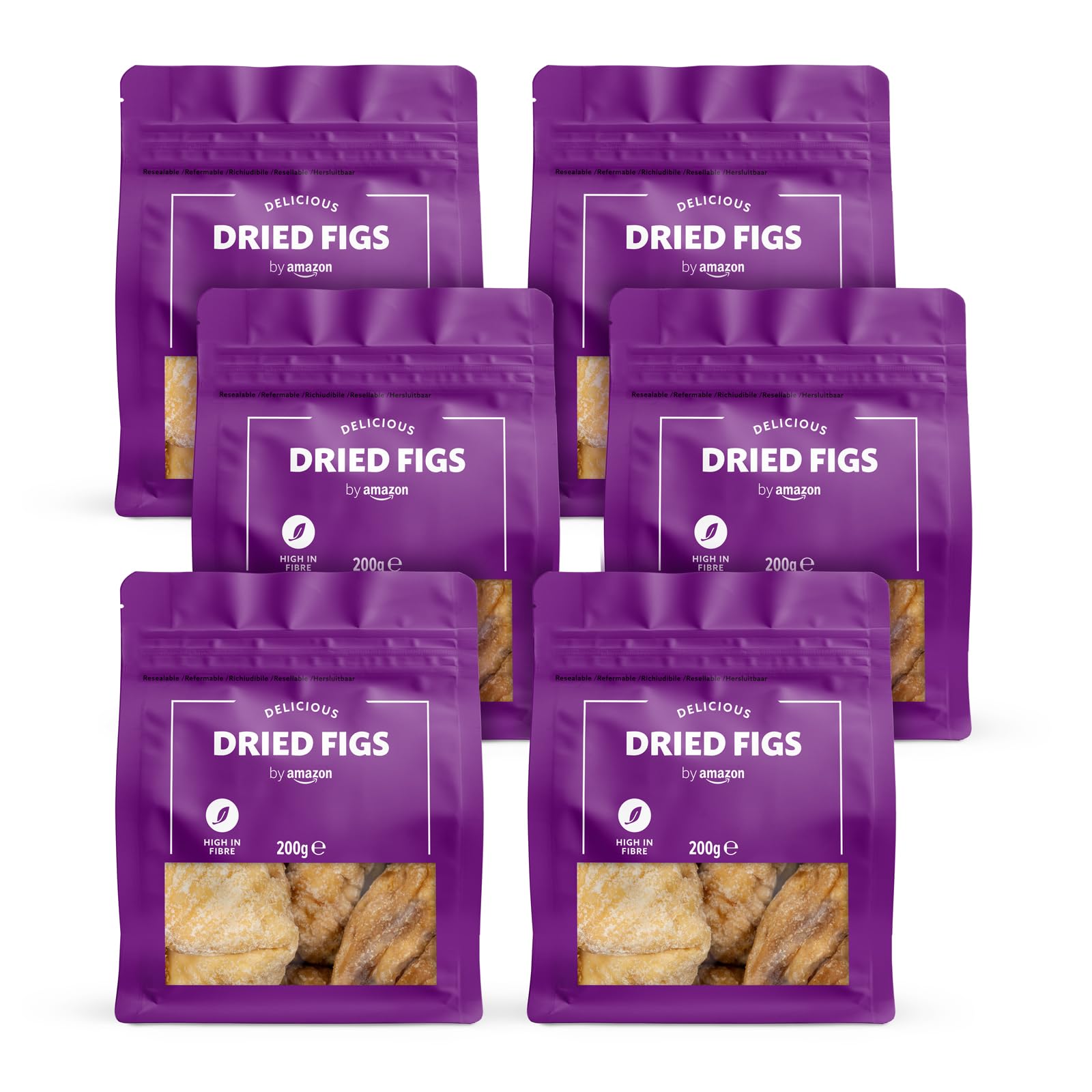 by Amazon fichi secchi snack vegano 200 g confezione da 6