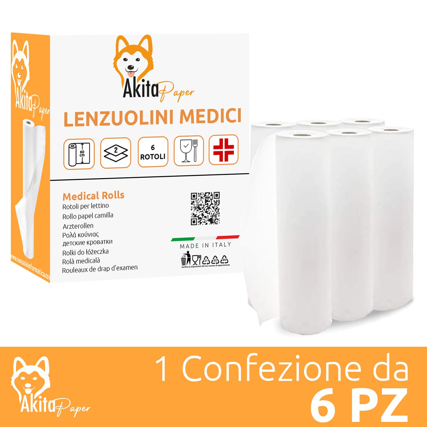 Akitaink carta lettino 2 veli 6 rotoli pura cellulosa
