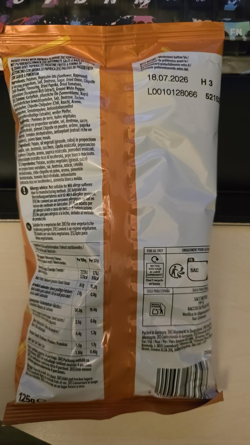 by Amazon Paprika bastoncini di patate 125 g snack