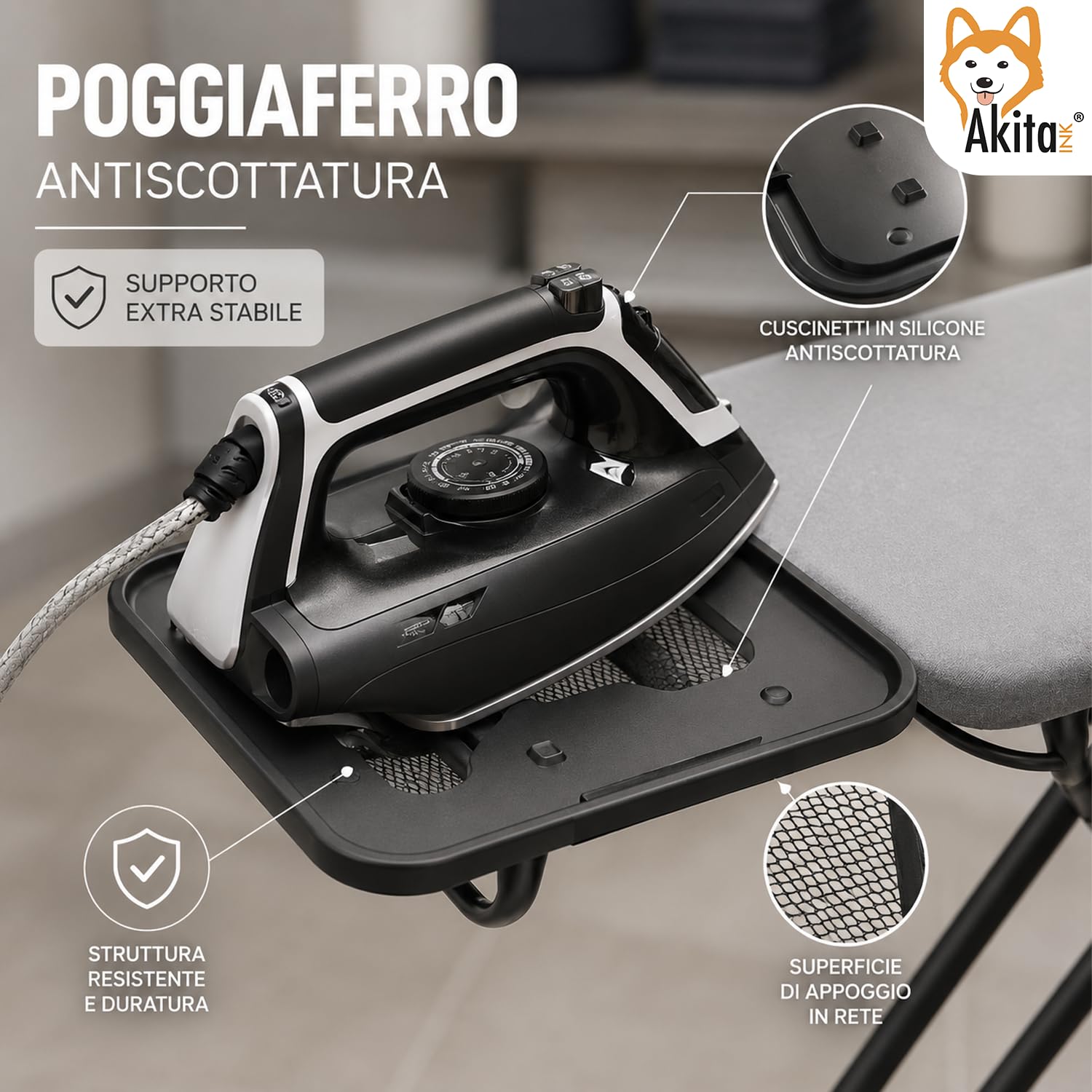 Akitaink Brava 33x110 asse da stiro acciaio cotone