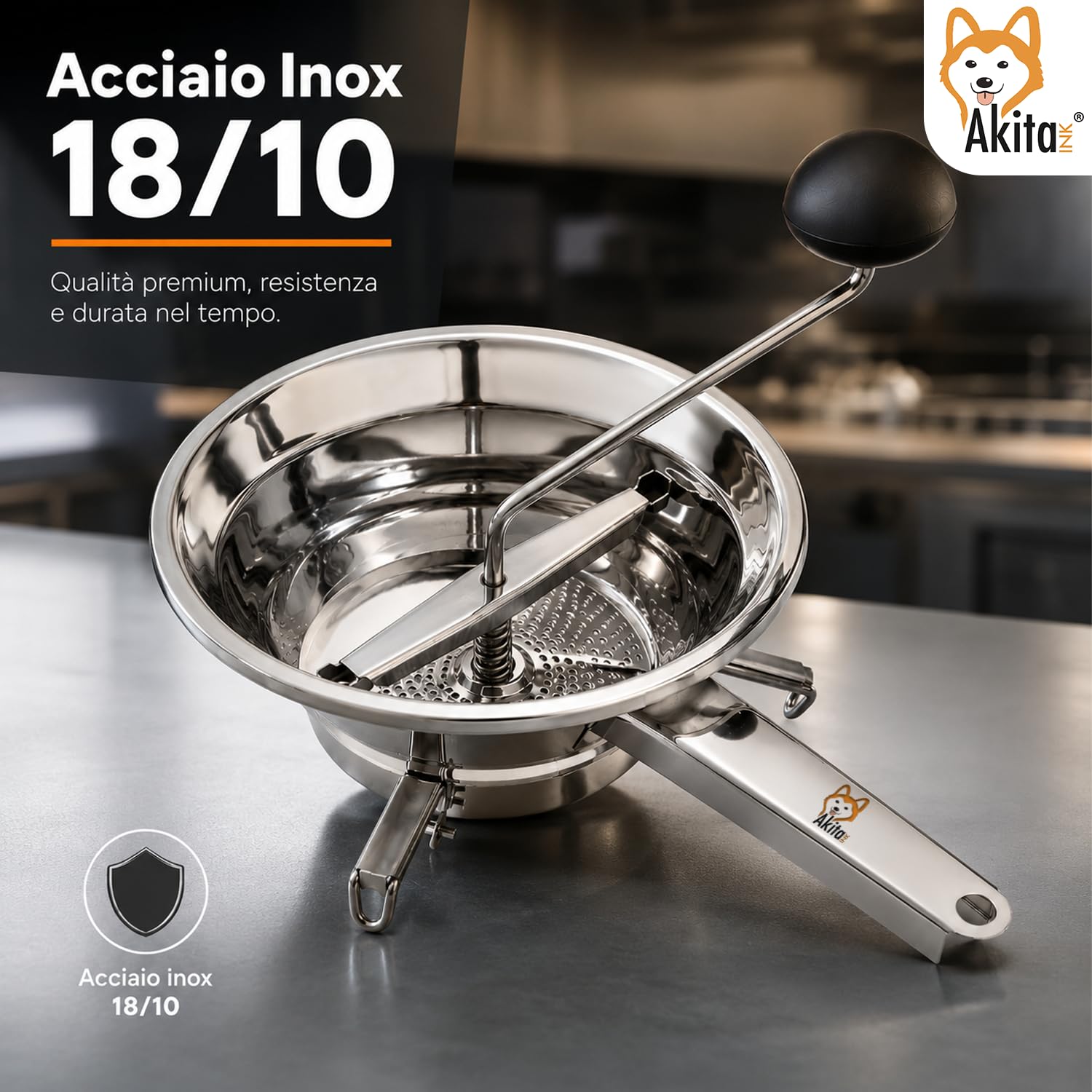 Akitaink Passatutto Acciaio Inox 20 cm 3 Filtri