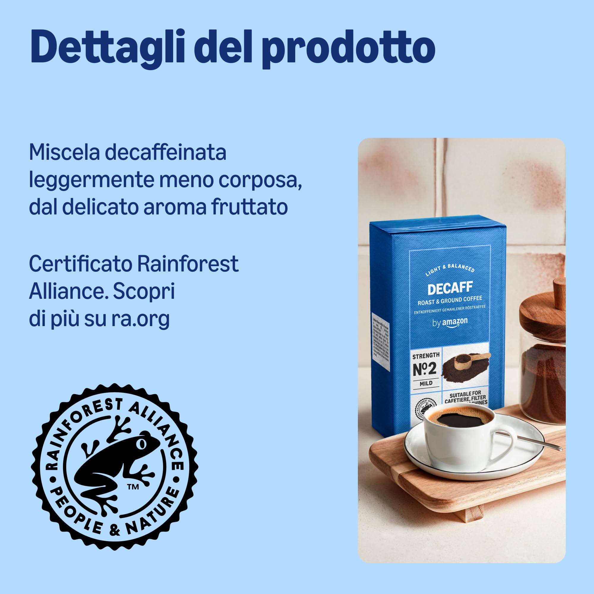 by Amazon Decaffeinato caffe macinato 1 kg 4x250 g moka