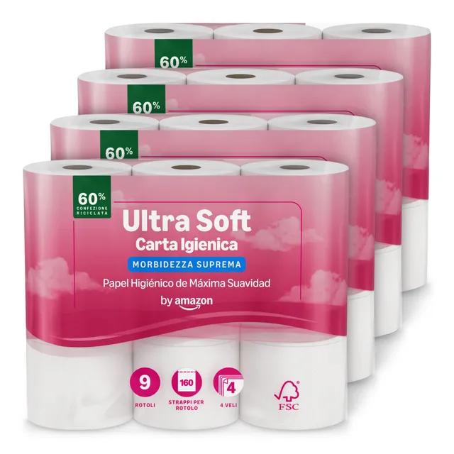 by Amazon Ultra Morbida carta igienica 4 veli 36 rotoli