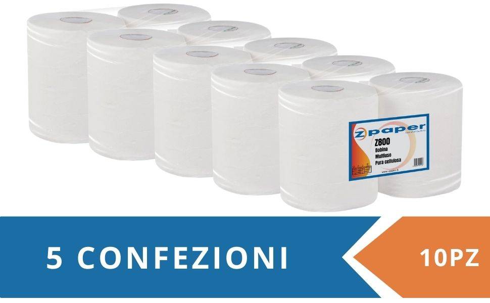 Zpaper Z800 bobina asciugatutto 10 rotoli pura cellulosa