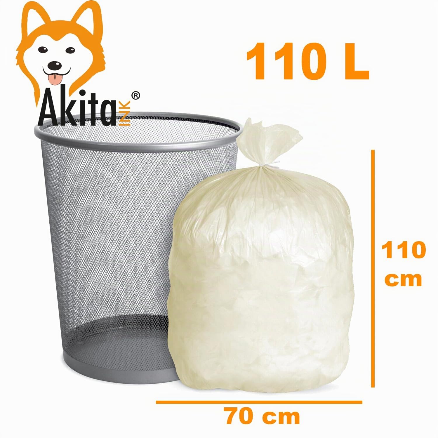 Akitaink sacchi spazzatura 110L blu 70x110 60 pezzi resistenti