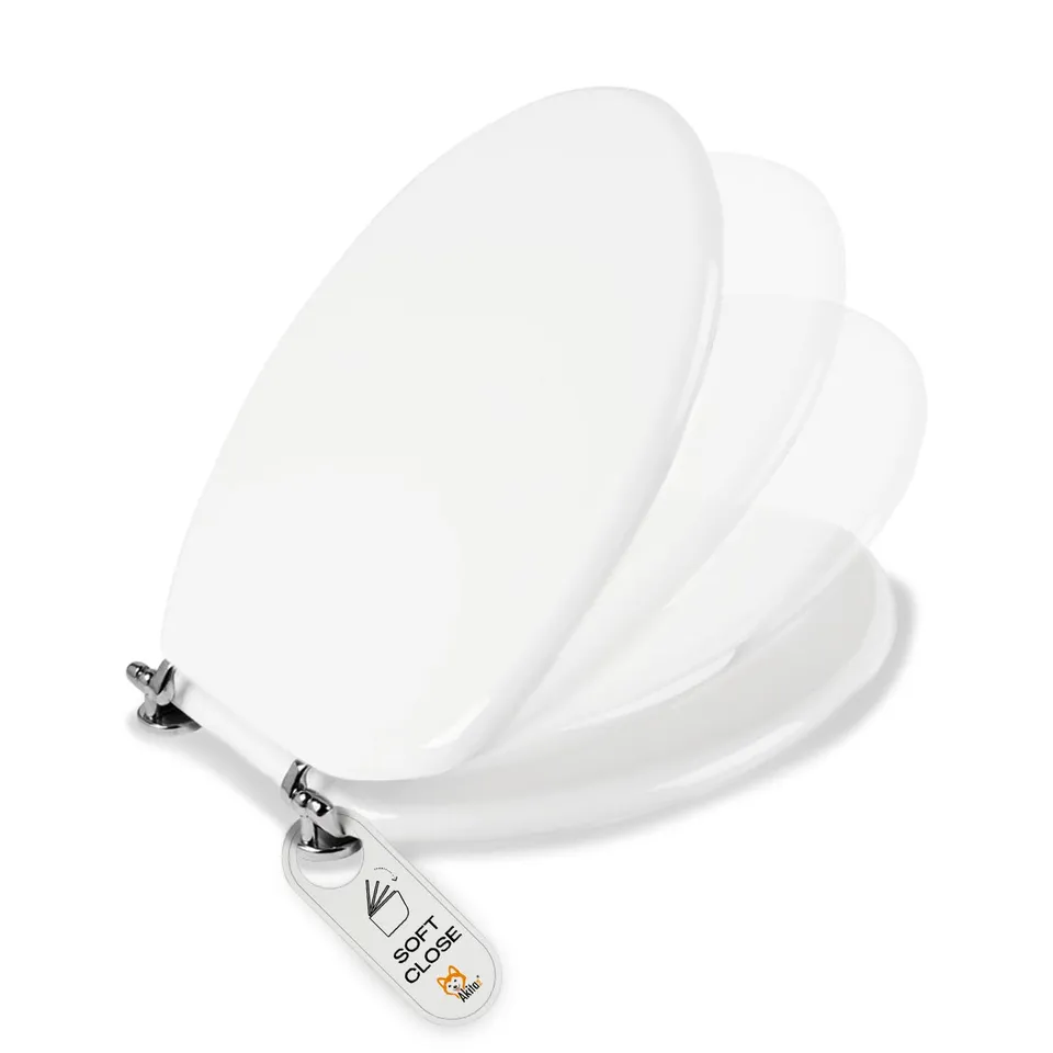 Akitaink copriwater soft close legno bianco universale