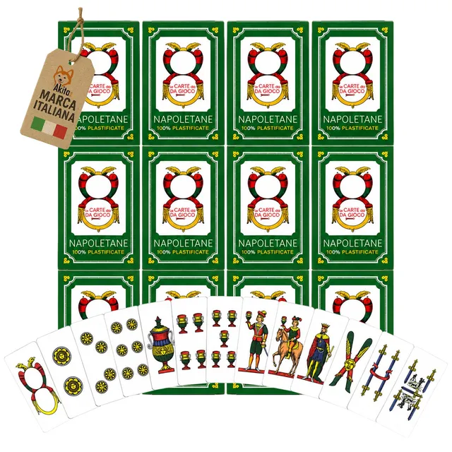 Akitaink Carte Napoletane Plastificate Set 12 Mazzi