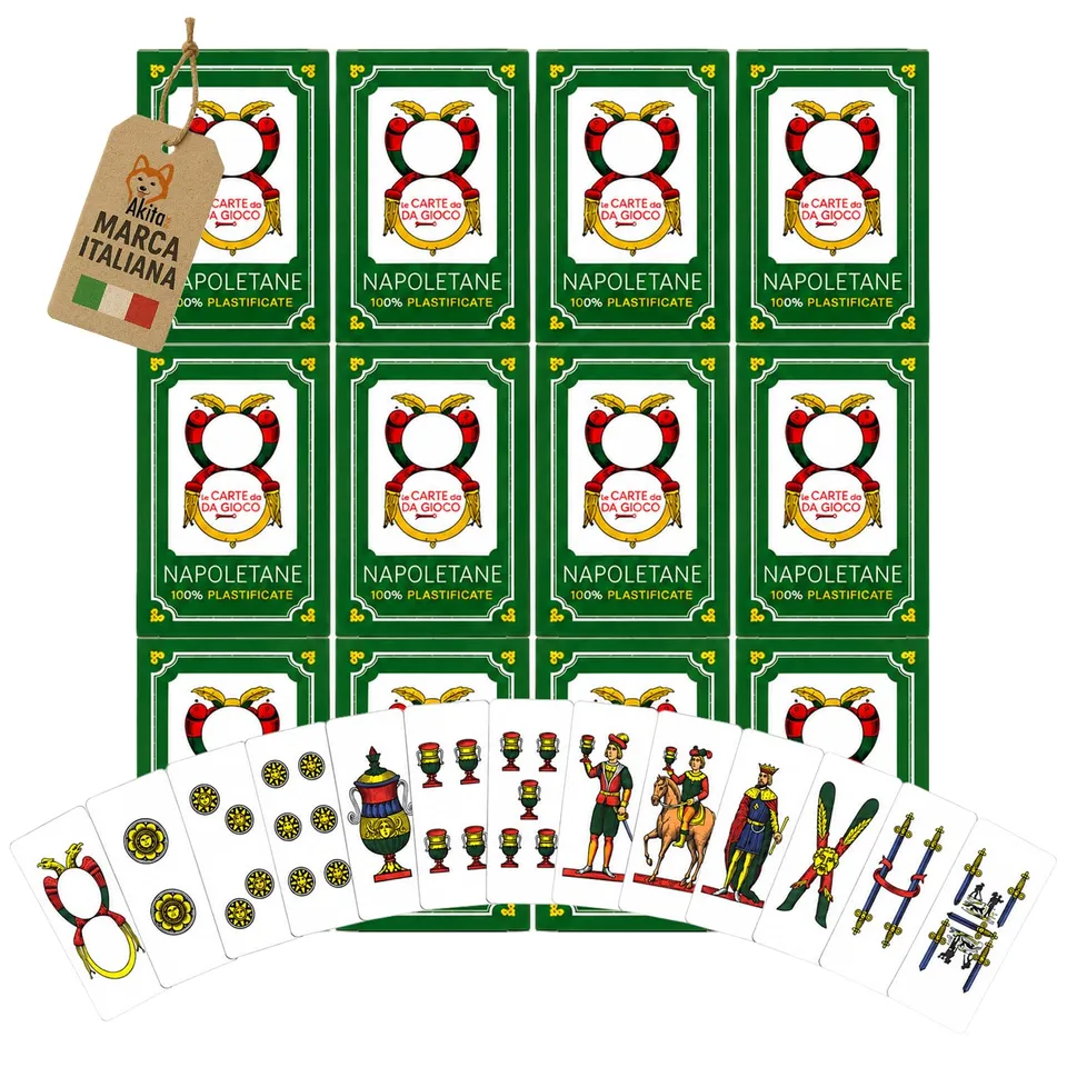 Akitaink Carte Napoletane Plastificate Set 12 Mazzi