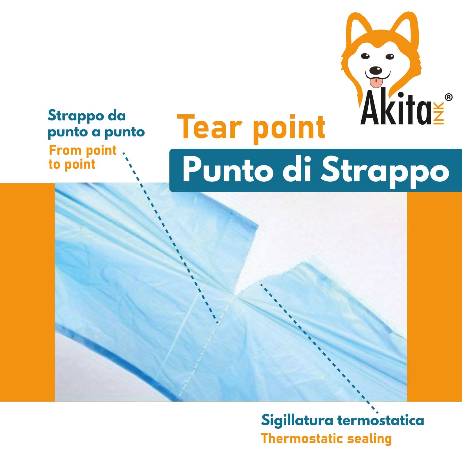 Akitaink sacchi spazzatura 110L 70x110cm 60 pezzi