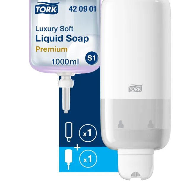 Tork S1 Dispenser Sapone Liquido Bianco + Ricarica 1L