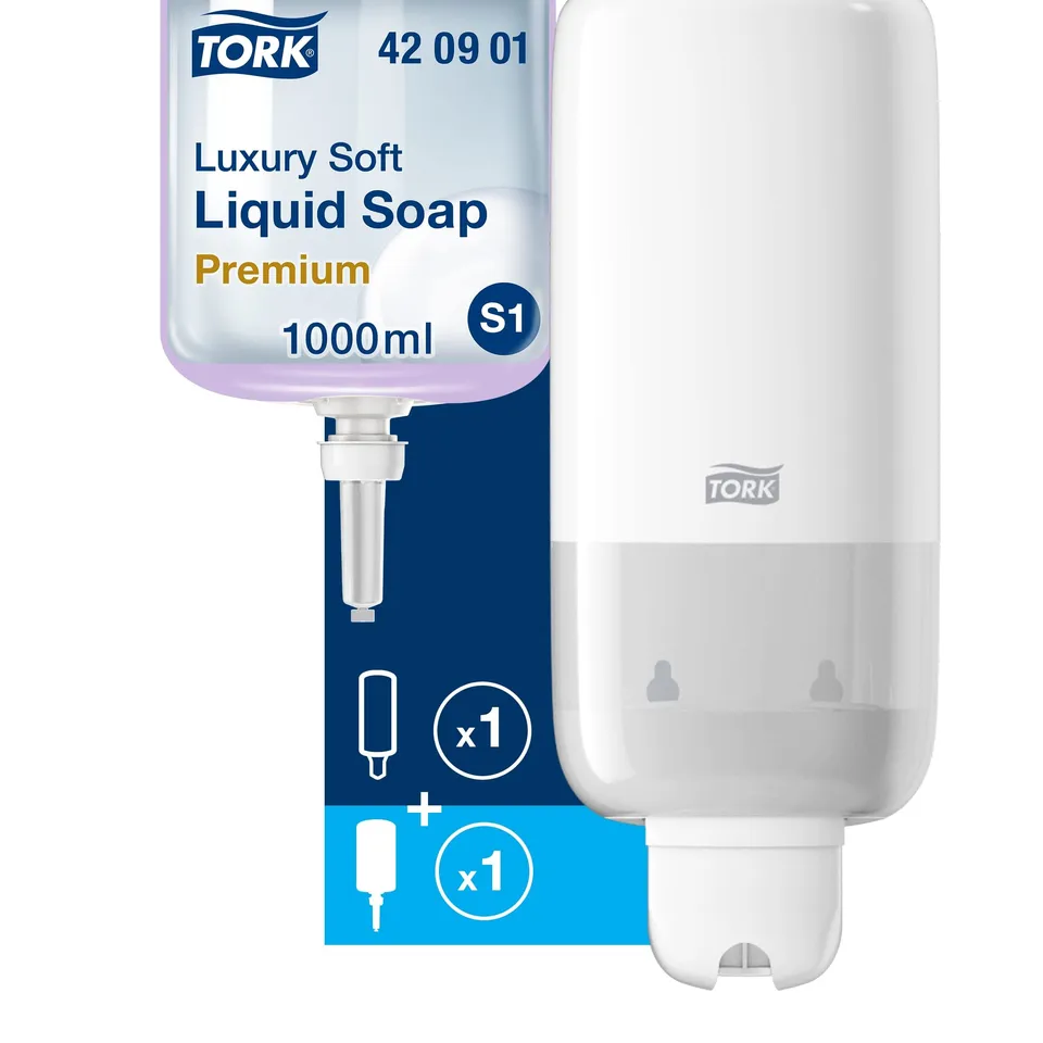 Tork S1 Dispenser Sapone Liquido Bianco + Ricarica 1L