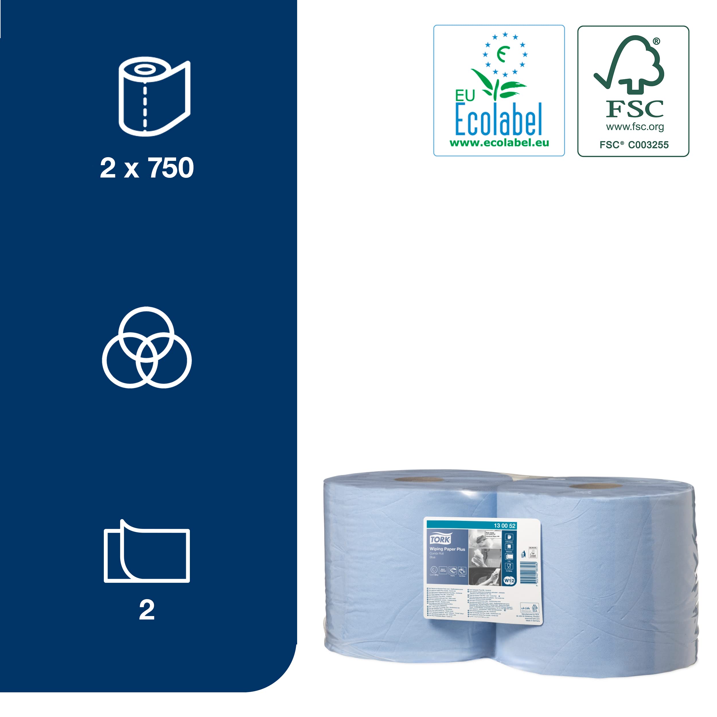 Tork W1 dispenser asciugamani a muro 2x750 extra forte