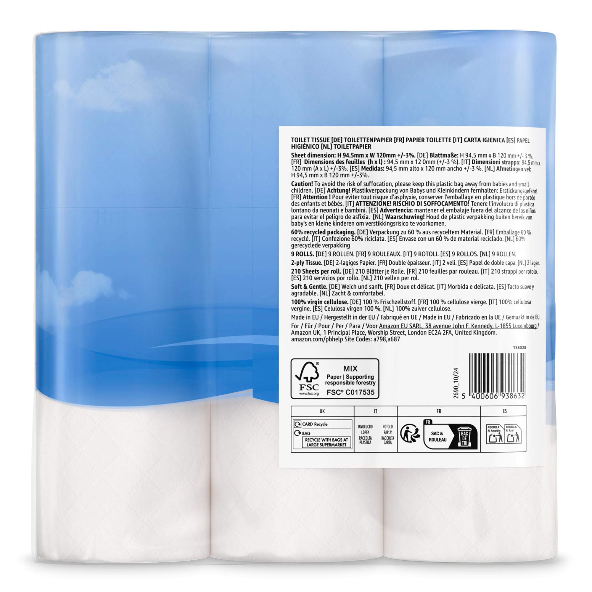 by Amazon Carta Igienica 2 Veli 36 Rotoli Morbida 210 Strappi