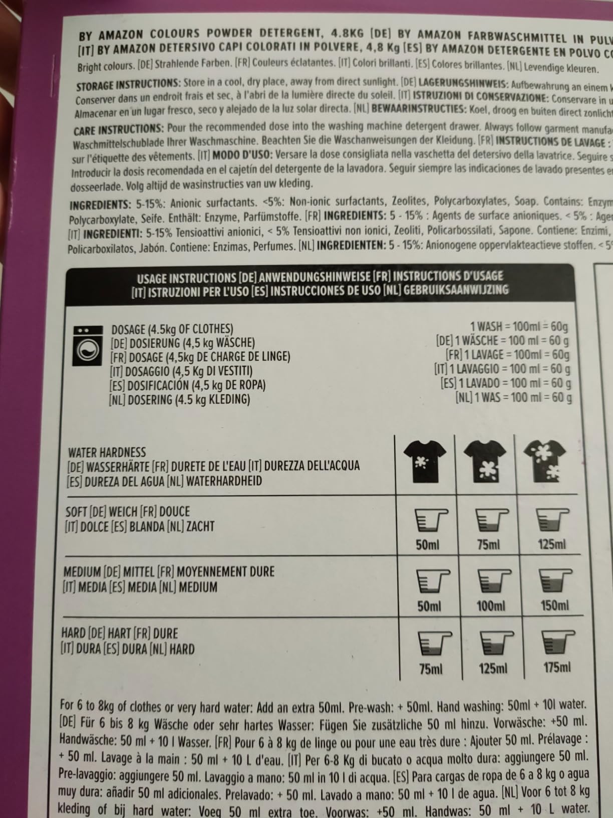 by Amazon detersivo polvere colorati 4,8 kg 80 lavaggi