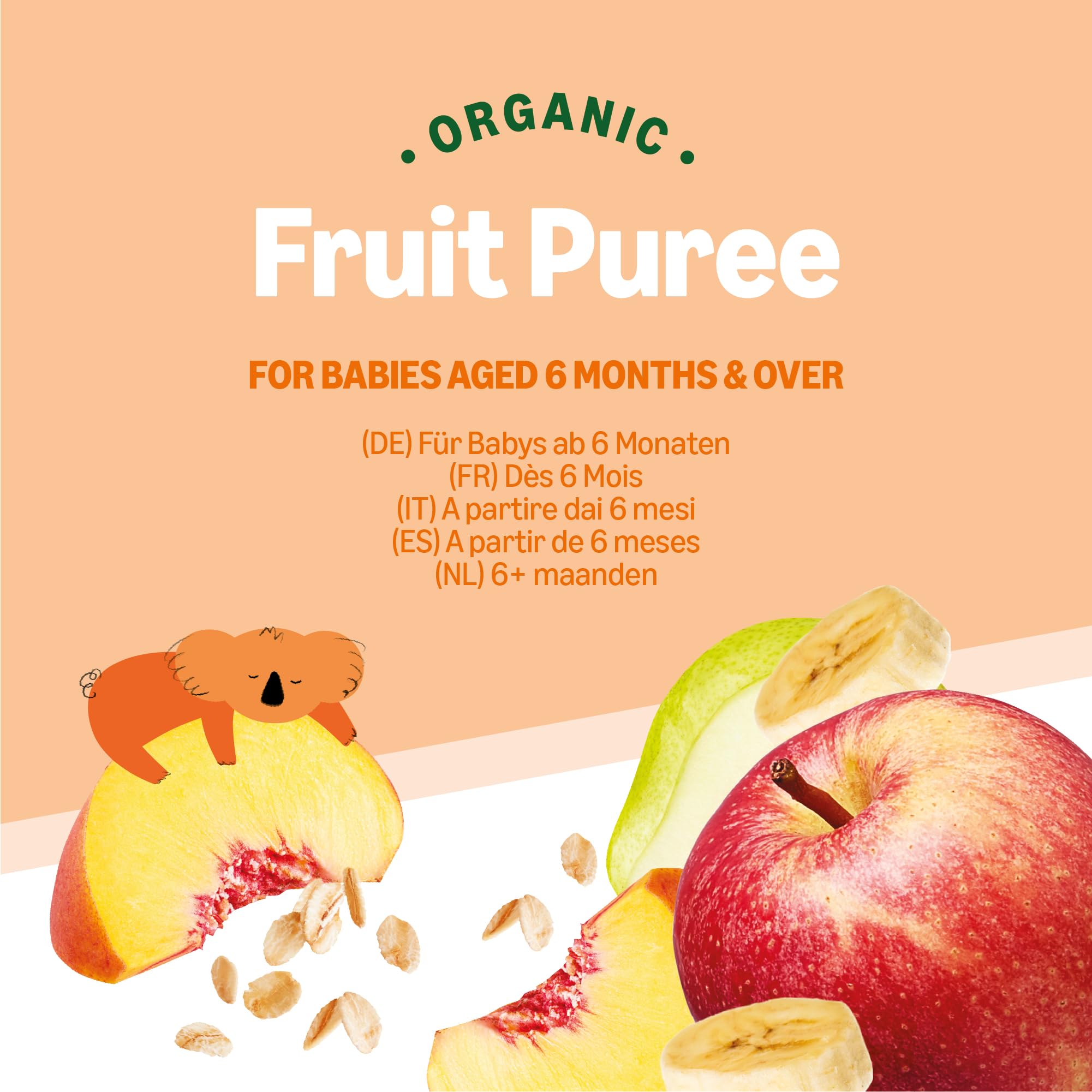 Mama Bear Pouch Purea Mela Pesca Banana Pera 6x90g Bio